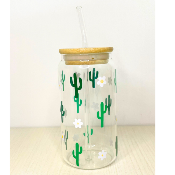 Vaso de vidrio con pajita - Imatge 3