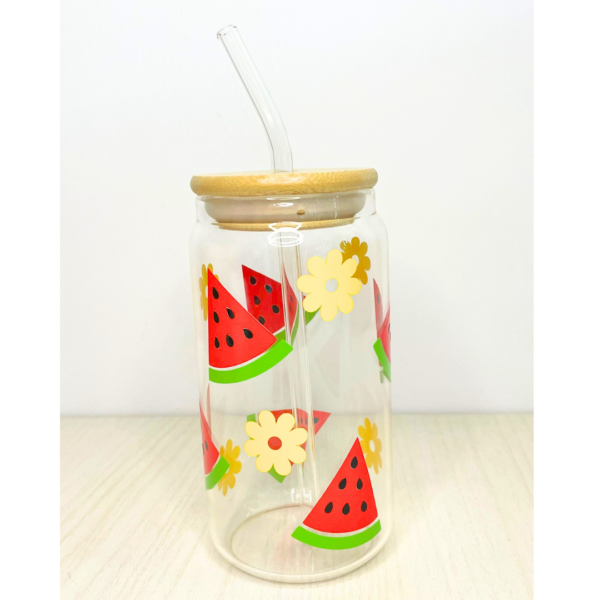 Vaso de vidrio con pajita - Imatge 2